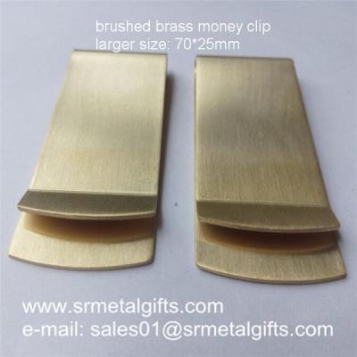 China Retro brushed brass money clip wallets, 70x25x1mm thick brass money clips ready mold for sale