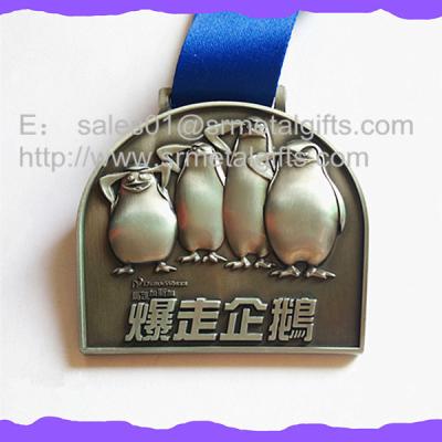 China Antique silver blank engraved swimming medals, ready mold, antique silver swimming medals for sale