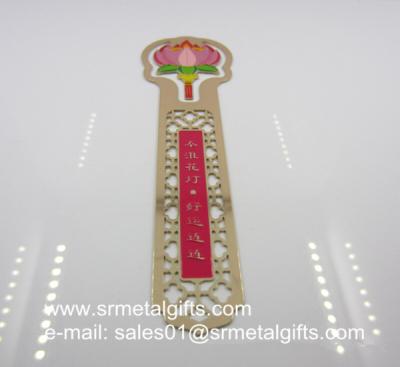 China Slim Slender Stainless Steel Etched Page Marker Bookmark With Color filled for sale