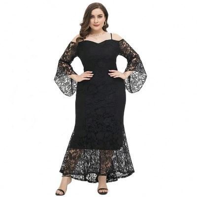 China Anti-static fragrant large size elegant lady's wind small wind lace dress long lace dress for sale