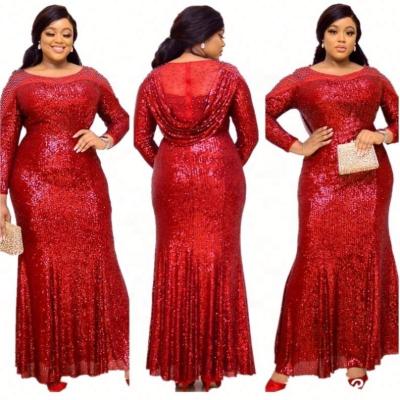 China High quality African style sequined beaded floor length Anti-wrinkle even formal dresses for elegant ladies for sale