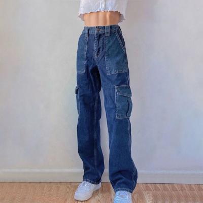 China Breathable casual pants 2021 high-waisted patchwork pocket new fashion style hip-hop jeans in stock for sale