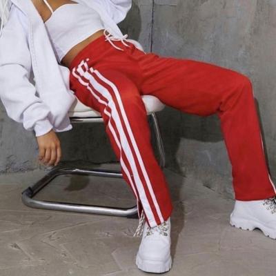 China 2021 New X04330S Viable Women's Print And Stripe Slit Casual Sweatpants Athleisure for sale