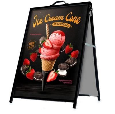 China Movable Double Sidewalk Variable Sidewalk One Frame PVC Sandwich Board Dryerase Menu Sign for sale