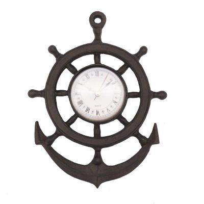 China Decorative Antique Iron Anchor Shape Metal Wall Clock and Iron Rudder for Wall Decoration for sale