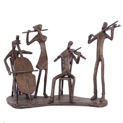 China China Cast Bronze Sculpture Music Metal Figurines For Home Decor Marching Band for sale