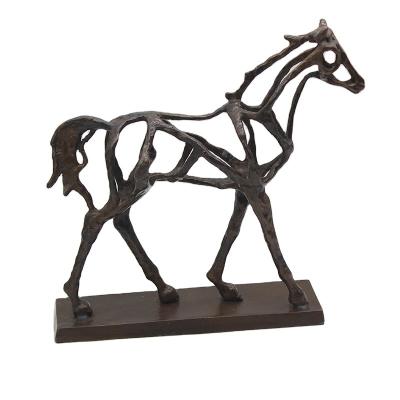 China European Metal Cast Iron Handwork Hollow Horse Sculpture For Home Decoration for sale