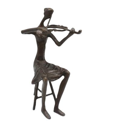 China Handwork European Women's Cast Iron Violin Music Sculpture For Home Decoration for sale