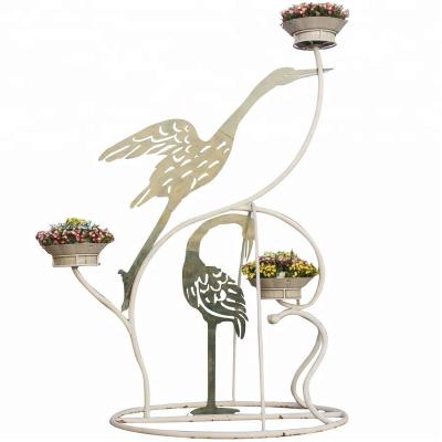 China Antique style wrought iron outdoor flower stand for garden decoration for sale