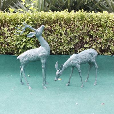 China Europe large animal bronze cast aluminum sika deer garden statues for sale