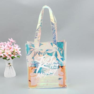 China Casual Shiny Holographic Laser Tote Bag Hologram Rainbow Bag Security Handbag for sale