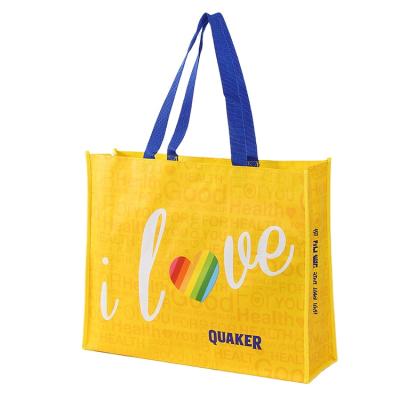 China Eco-friendly recycle laminated pp woven fabric bag recycled pp woven bag with handles for sale