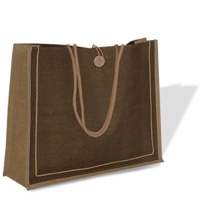 China Eco - Friendly Handled Color Jute Sack Large Shopping Bag With Front Pocket Buttoned for sale