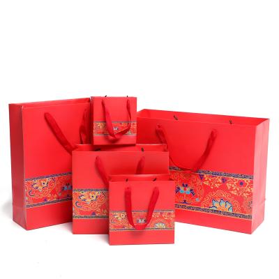 China New Christmas Recyclable Paper Bag For Gifts Craft Paper Bag Colorful Printing Small Reusable Packing Bag for sale