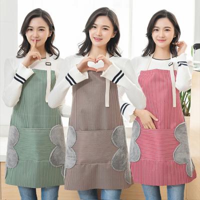 China Home Eco-Friendly/Durable/Washable Kitchen Apron Oxford Cloth Thickened Coral Fleece Adjustable Hand-wiping Waterproof Oil-proof Coveralls Striped Apron for sale