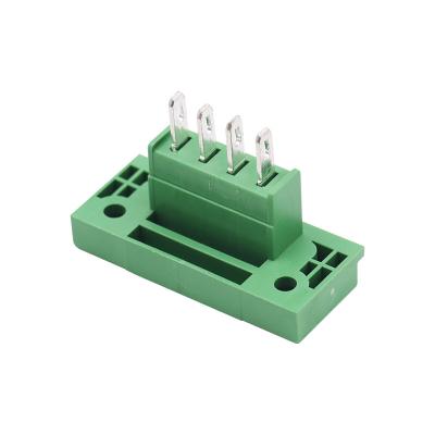 China Copper alloy Green 5.08mm 508 screw terminal block connector through-wall solderless butt plug-in terminal block flanged plug 2-24P for sale