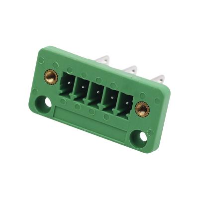 China Copper alloy good price 2-24P plug-in type through wall/panel terminal block connector panel mount male 5.08mm terminal block for sale