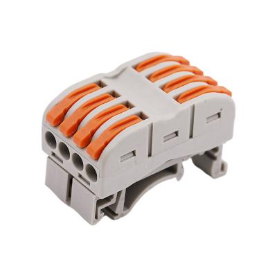 China Electronic Shengli Factory Supplier Rail Type lever quick wiring 4 in  4 out push in wire connectors for sale