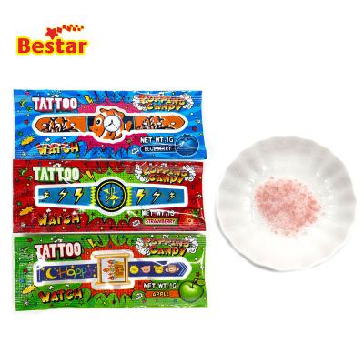 China Natural Natural Water Transfer Temporary Tattoo Set Candy Watch Kids Tattoo For Hands Watch Tattoo With Popping Candy for sale