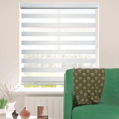 China Eco-friendly High Quality Double Layer White Zebra Window Shade Roller Blinds for sale