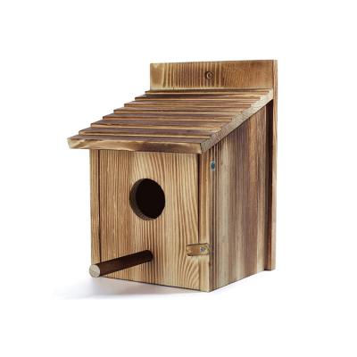 China Custom Sustainable Vintage Wooden Floral Aviary Pet House For Outdoor Yard Garden for sale