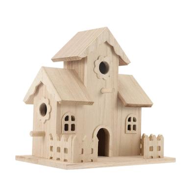 China Viable Outdoor Bird Feeder Bird Feeder Decorative Garden House Wooden Aviary for sale