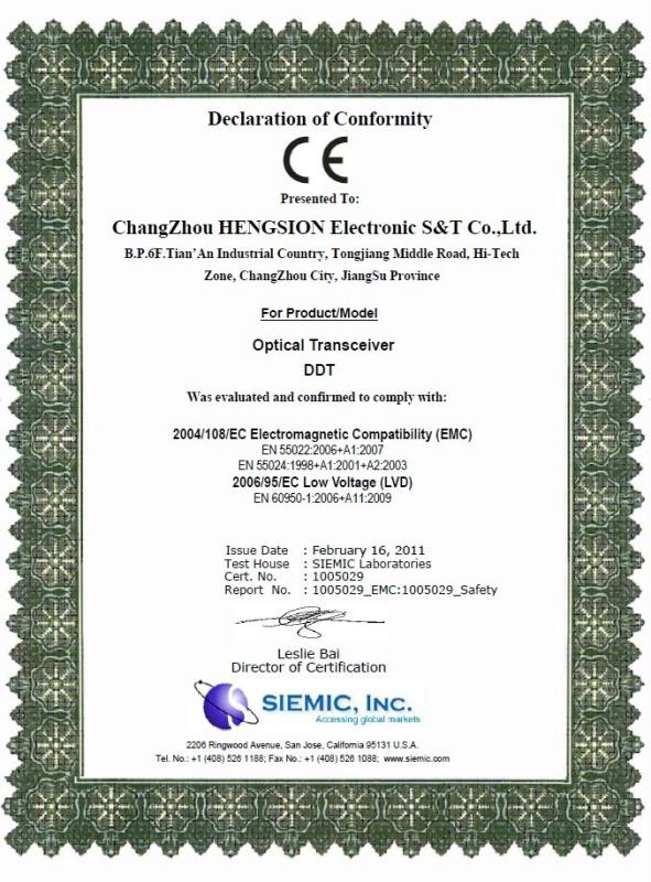 CE - JIANGSU HENGSION ELECTRONIC S&T CO.,LTD