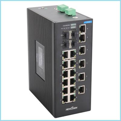 China Unmanaged 28 port Switch 18 * 100 Base TX + 4 * 1000 Base SFP FX fiber optic Industrial Ethernet Switch for sale