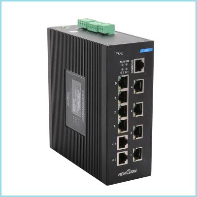 China 8port 30W POE+2 gigabit uplink industrial POE switch for sale