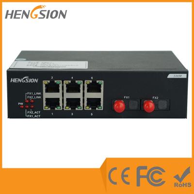 China 512Kb unmanaged gigabit switch No fan , 6 port ethernet switch with 2 fiber optic ports for sale