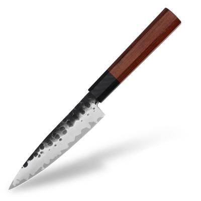 China Minimalist 5 Inch Forged Kitchen Steel Slicing Chef Knife With Octagon Wood Handle for sale