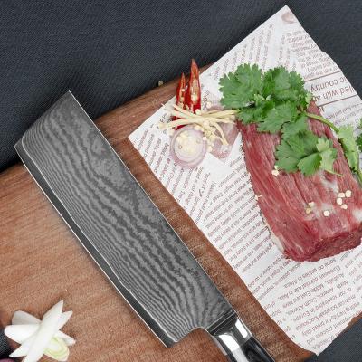 China Professional Handmade Minimalist 6.5 Inch Damascus Sandblast Kitchen Knives Chef Knives With Wood Handle for sale