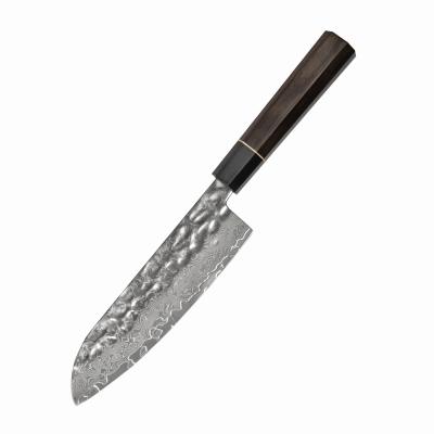 China Newest Minimalist Ebony Handle Santoku Knife Professional Butcher Cooking Damascus Santoku Knife for sale