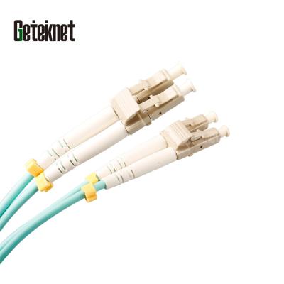 China LSZH Patch Cord Fiber Optic Patch Cord (PVC Optional) 1M 2M 3M 10m Fiber 2mm LC to LC OM3 Duplex MM 50/125 Aqua LSZH Fiber Optic Patch Cable for sale