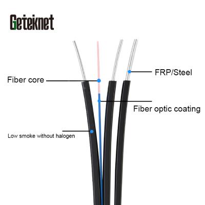 China 1KM single core sx fiber optic drop ftth cable with message fiber optic cable 1 fiber optic cable 1 core indoor outdoor for sale