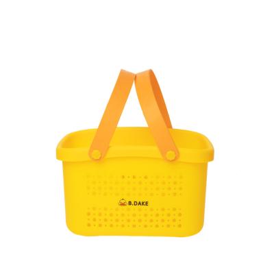 China Sustainable Plastic Bathroom Storage Basket With Handle Shower Box Storage Box Bathroom Shower Carry Basket for sale