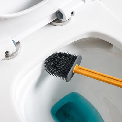 China 2022 New Durable Silicone Toilet Cleaning Brush Tool Bathroom Soft Clean Home Viable TPR Toilet Brush With Holder for sale