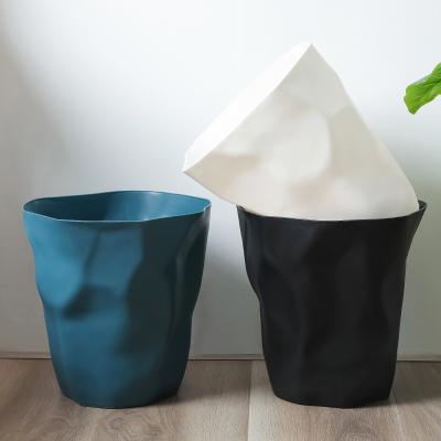 China Viable Plastic Public Black Hotel Bathroom Toilet Pleated Trash Bin Kitchen Garbage Bin Desktop Sensor Bin Guangdong Storage for sale