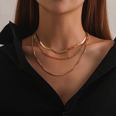 China JOJO Fashion Hiphop Punk Geometric Multilayer Choker Chain Necklace For Women Girls for sale