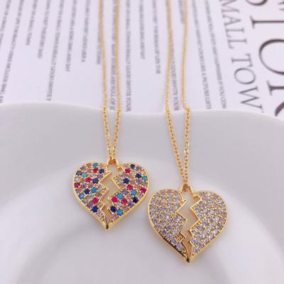 China JOJO Fashion Hollow Broken Heart Dragonfly Moon Charm Cubic Zircon Copper Pendant Necklace for sale