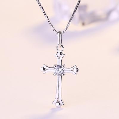 China JOJO Fashion Luxury 925 Sterling Silver Diamond Zircon Cross Necklace Jewelry For Women for sale