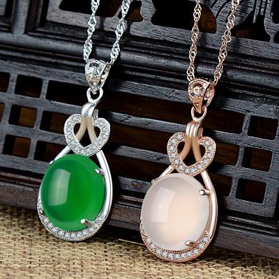 China JOJO's Women's Necklace Amazon Choice Wholesale Vintage Opal Crystal Round Heart Pendant Chain Vintage for sale