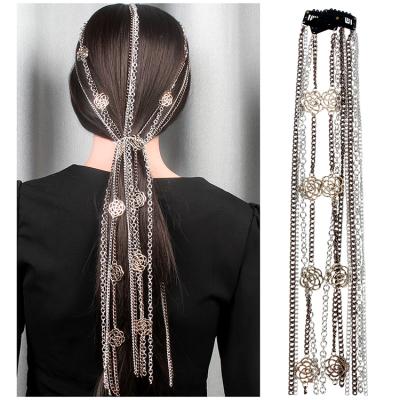 China Promotion Gift Tassel Flower Pendant Elegant Girl's Hair Synthetic Wig Extension Wig Accessory Chain Long for sale