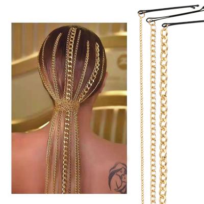 China Promotion Gift JOJO Fashion Shining Girl Hair Wigs Extension Metal Wig Accessory Chain Long for sale