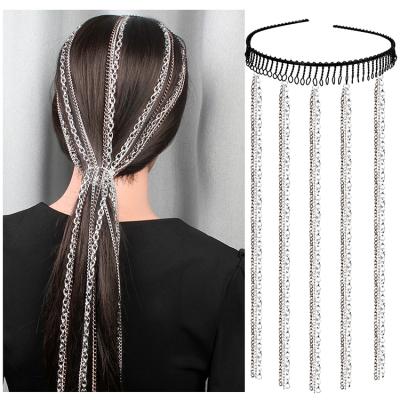 China Hot Selling Promotion Gift Amazon Silver Plated Shiny Girl's Hair Long Hair Wig Extension Wig Accessory Chain for sale