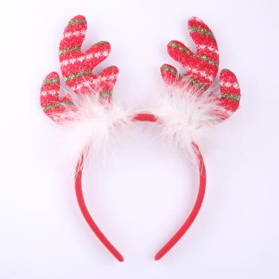 China NEW Fashion Gift JOJO 2020 Promotion Design Arete Christmas Stripe Plush Reindeer Girls Kids Hair Clasp Custom Hair Circle for sale