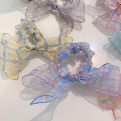 China JOJO Wholesale Custom Classic Grid Gauze Bowknot Hair Band Hair Rope Accesorios Para EL Cabello Promotion Gift for sale