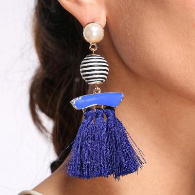 China BOHEMIA JOJO Fashion Multi Color Vintage Bohemia Bead Dangle Fringe Tassel Earring For Women for sale