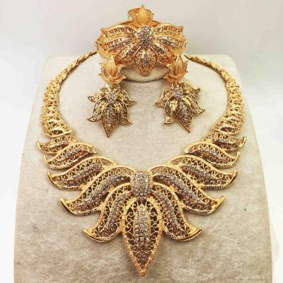 China JOJO Fashion Alloy Zircon Choker Chain Necklace Earrings Ring Bracelet Women Jewelry Set 4pcs/1set for sale