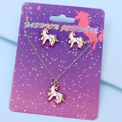 China FASHIONABLE Wholesale Cute Unicorn Parts Card Display Adjustable Pendants Kids Jewelry Set for sale